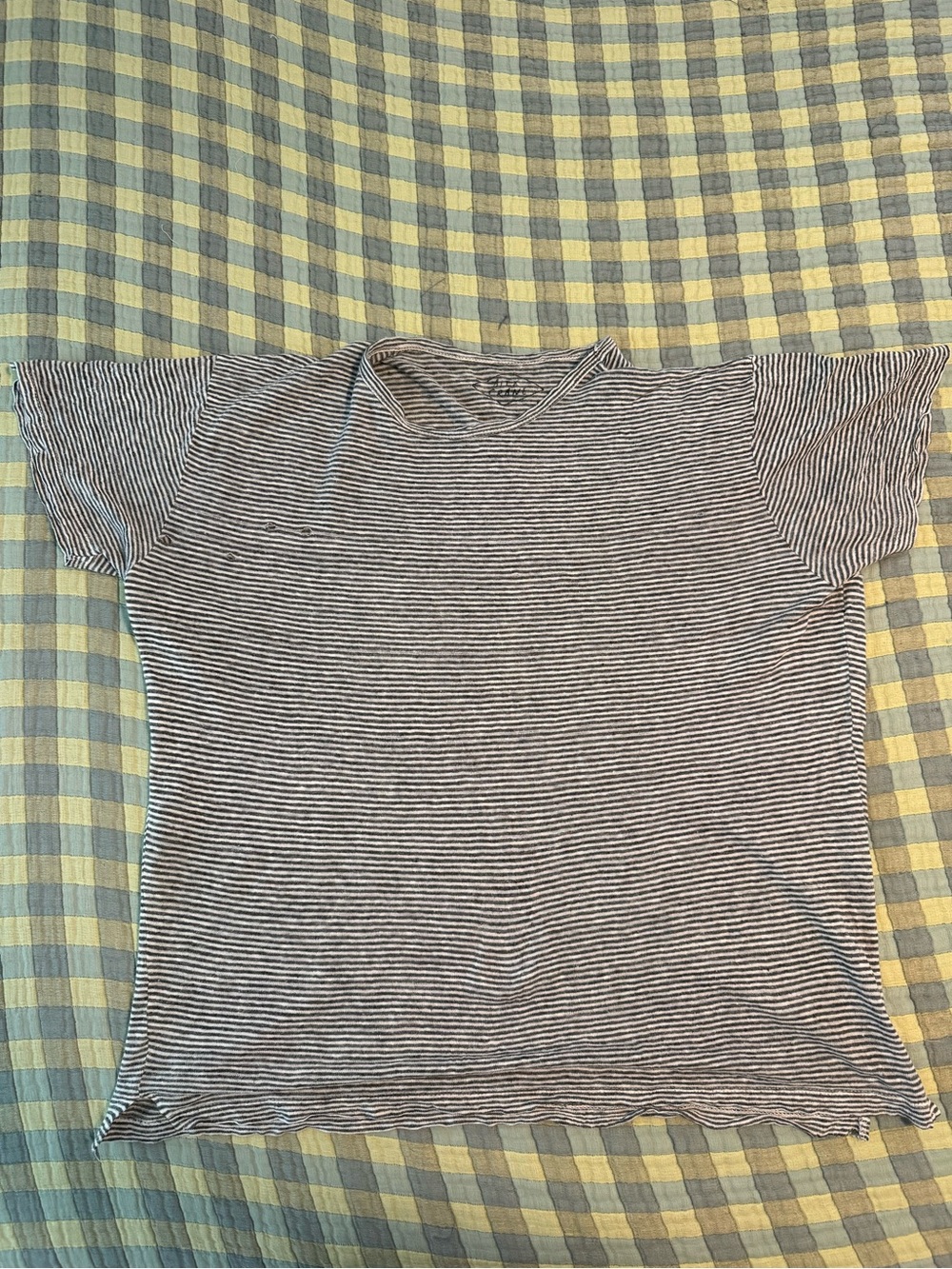 Alex Crane Striped Sun Tee in Black and White - linen - size medium